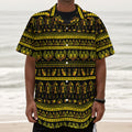 Ancient Egyptian Pattern Print Textured Short Sleeve Shirt