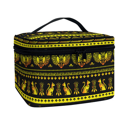Ancient Egyptian Pattern Print Travel Makeup Bag