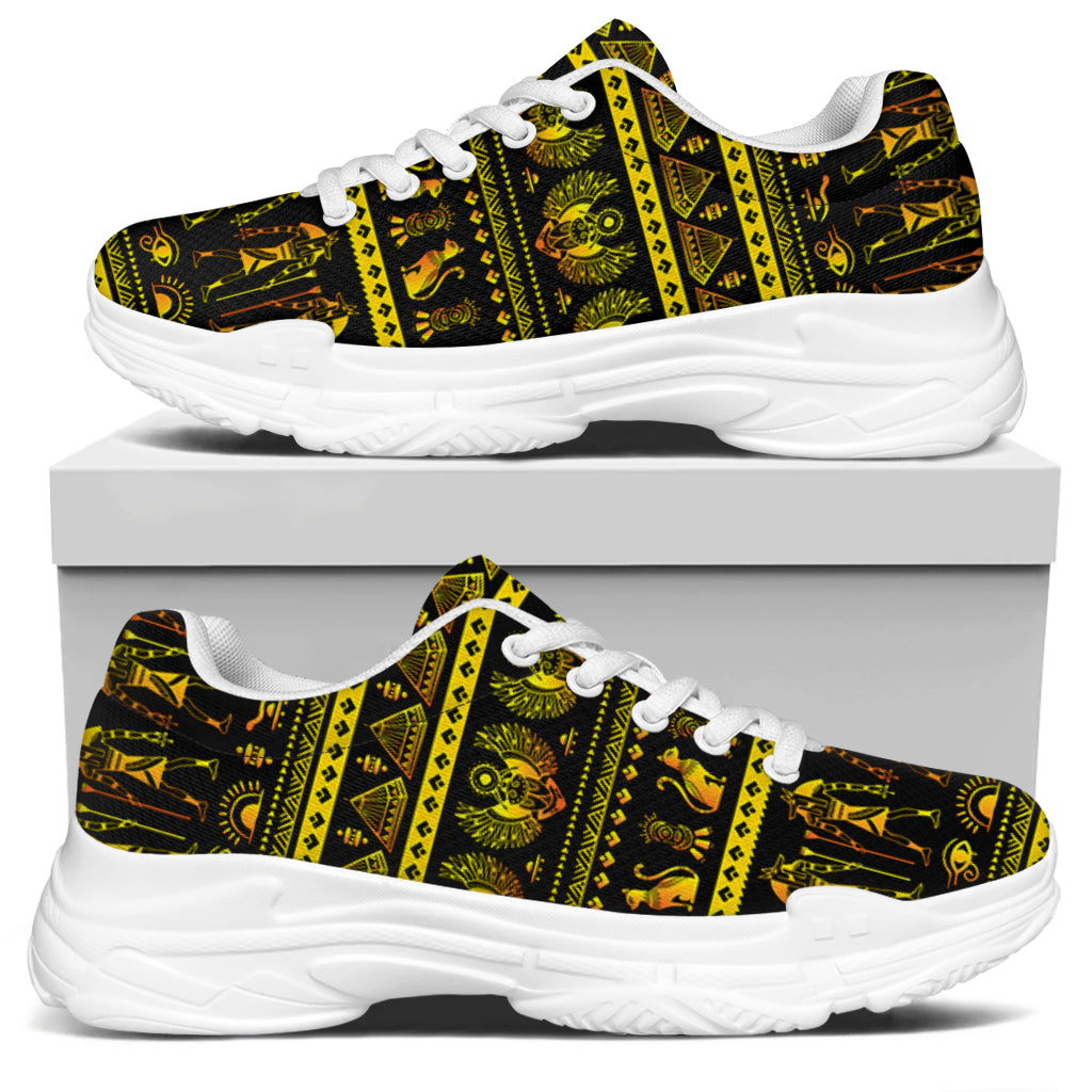 Ancient Egyptian Pattern Print White Chunky Shoes