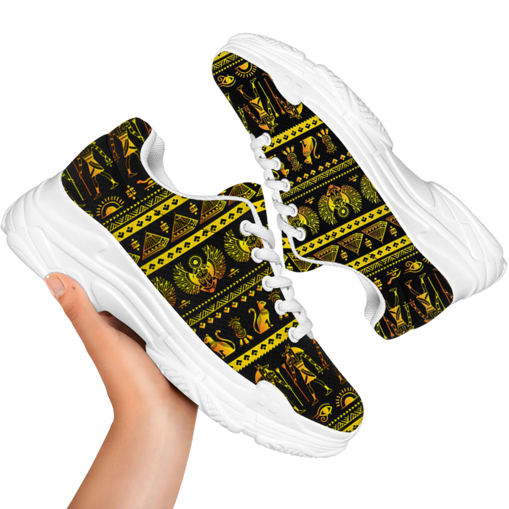 Ancient Egyptian Pattern Print White Chunky Shoes