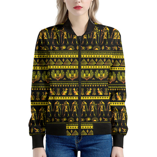 Ancient Egyptian Pattern Print Women's Bomber Jacket