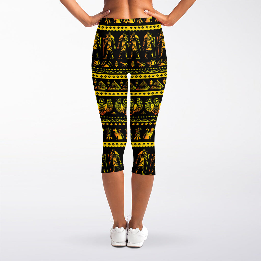 Ancient Egyptian Pattern Print Women's Capri Leggings