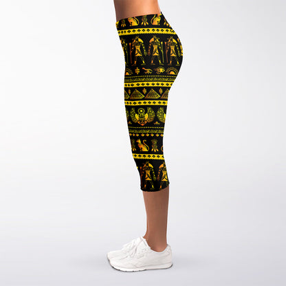 Ancient Egyptian Pattern Print Women's Capri Leggings