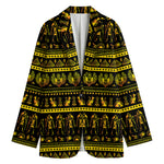 Ancient Egyptian Pattern Print Women's Cotton Blazer