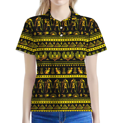 Ancient Egyptian Pattern Print Women's Polo Shirt