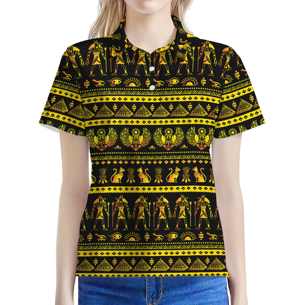 Ancient Egyptian Pattern Print Women's Polo Shirt