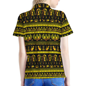 Ancient Egyptian Pattern Print Women's Polo Shirt