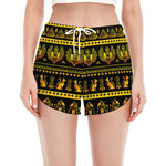 Ancient Egyptian Pattern Print Women's Split Running Shorts