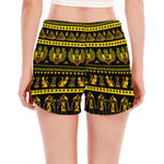 Ancient Egyptian Pattern Print Women's Split Running Shorts