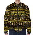 Ancient Egyptian Pattern Print Zip Sleeve Bomber Jacket