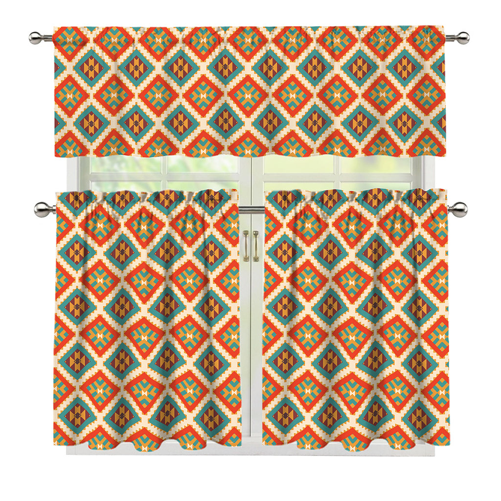 Ancient Geometric Navajo Print 3 Piece Kitchen Curtains