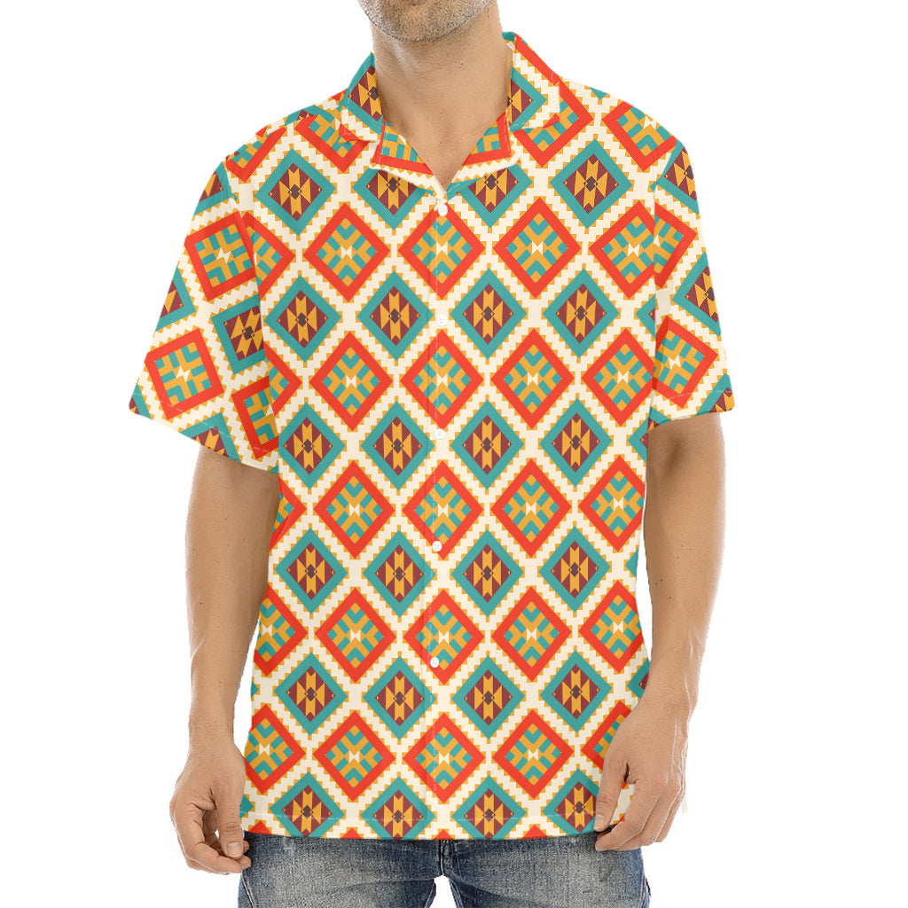 Ancient Geometric Navajo Print Aloha Shirt