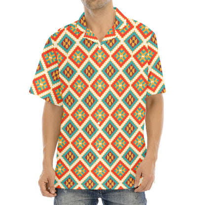 Ancient Geometric Navajo Print Aloha Shirt
