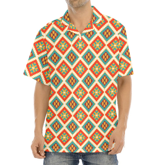 Ancient Geometric Navajo Print Aloha Shirt
