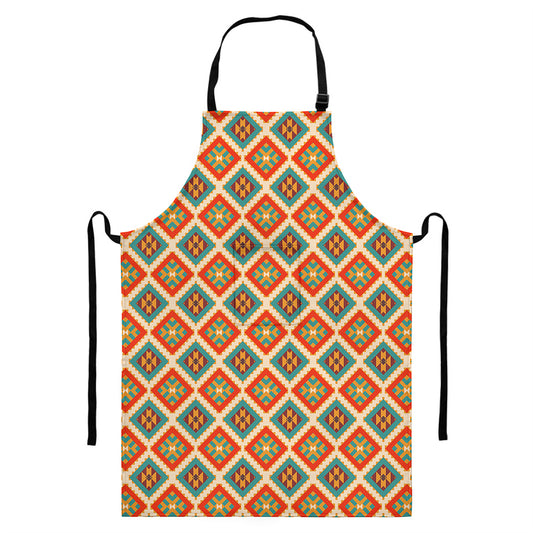 Ancient Geometric Navajo Print Bib Apron With Pocket