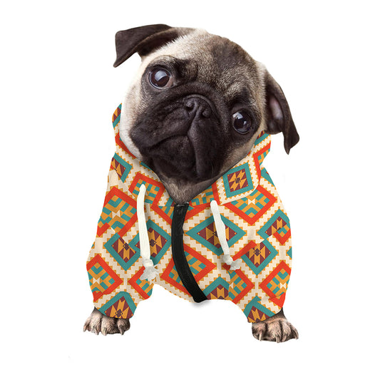 Ancient Geometric Navajo Print Dog Zip Up Hoodie