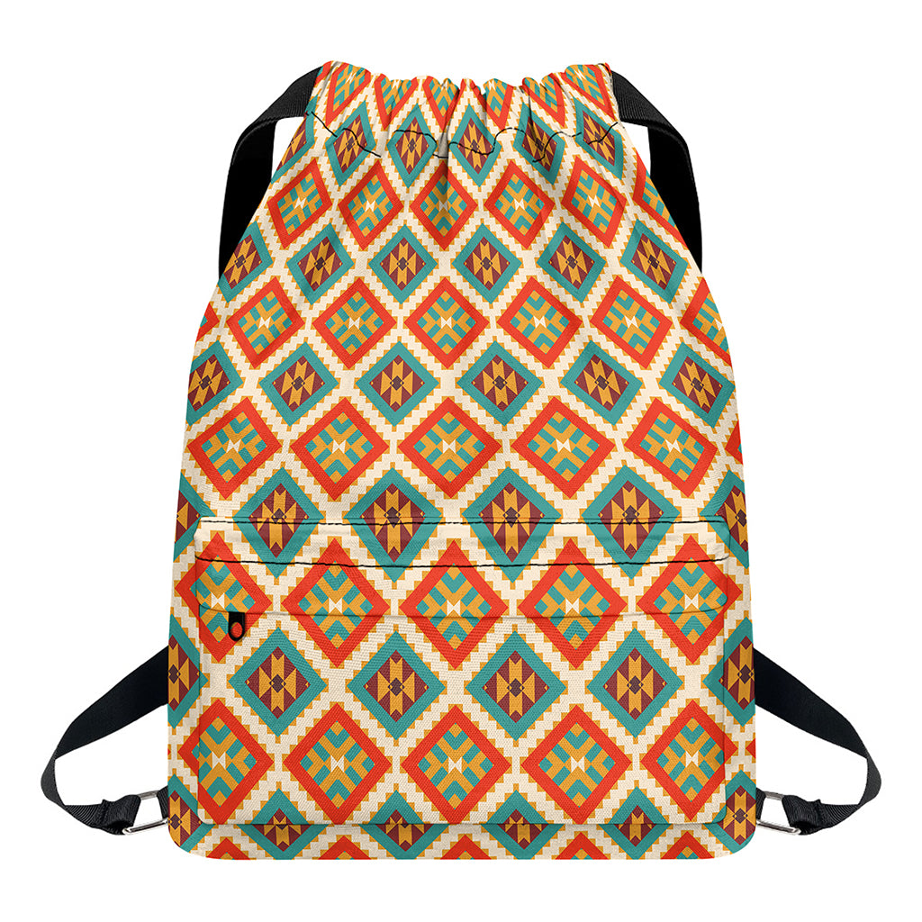 Ancient Geometric Navajo Print Drawstring Backpack