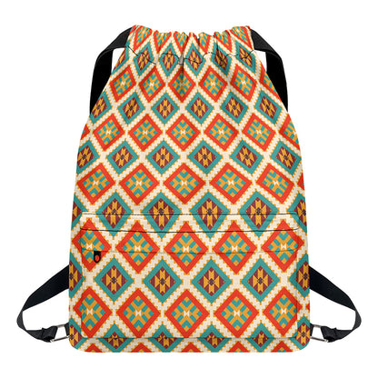 Ancient Geometric Navajo Print Drawstring Backpack