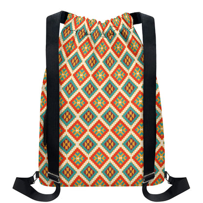 Ancient Geometric Navajo Print Drawstring Backpack