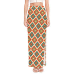 Ancient Geometric Navajo Print High Slit Maxi Skirt
