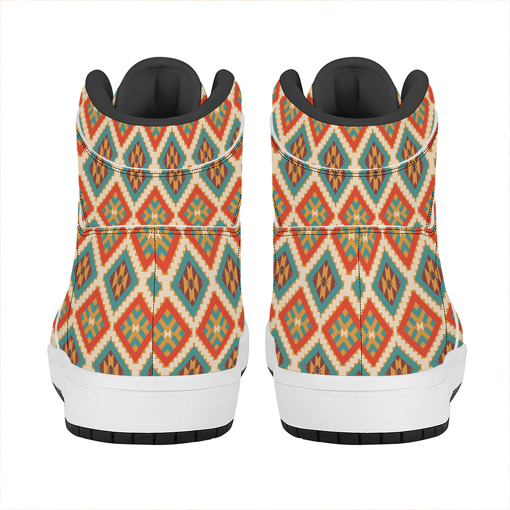 Ancient Geometric Navajo Print High Top Leather Sneakers