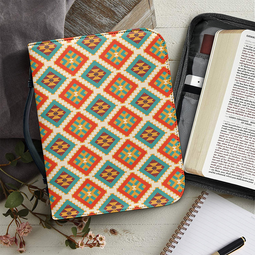 Ancient Geometric Navajo Print Leather Bible Cover