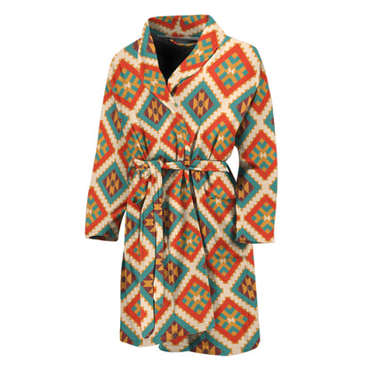 Ancient Geometric Navajo Print Men's Bathrobe