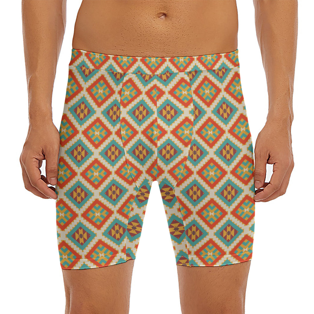 Ancient Geometric Navajo Print Men's Long Boxer Briefs