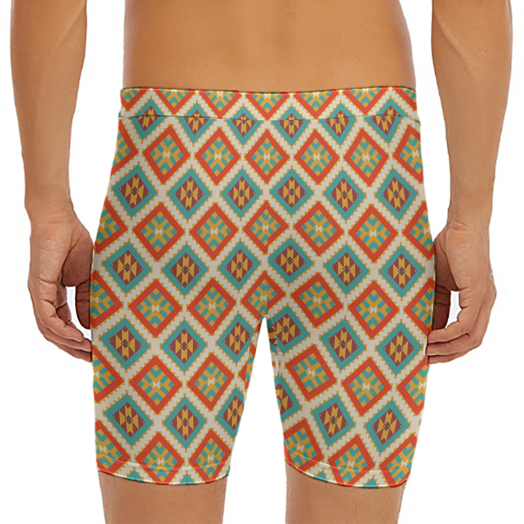 Ancient Geometric Navajo Print Men's Long Boxer Briefs
