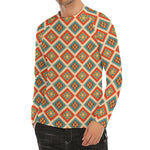 Ancient Geometric Navajo Print Men's Long Sleeve Rash Guard
