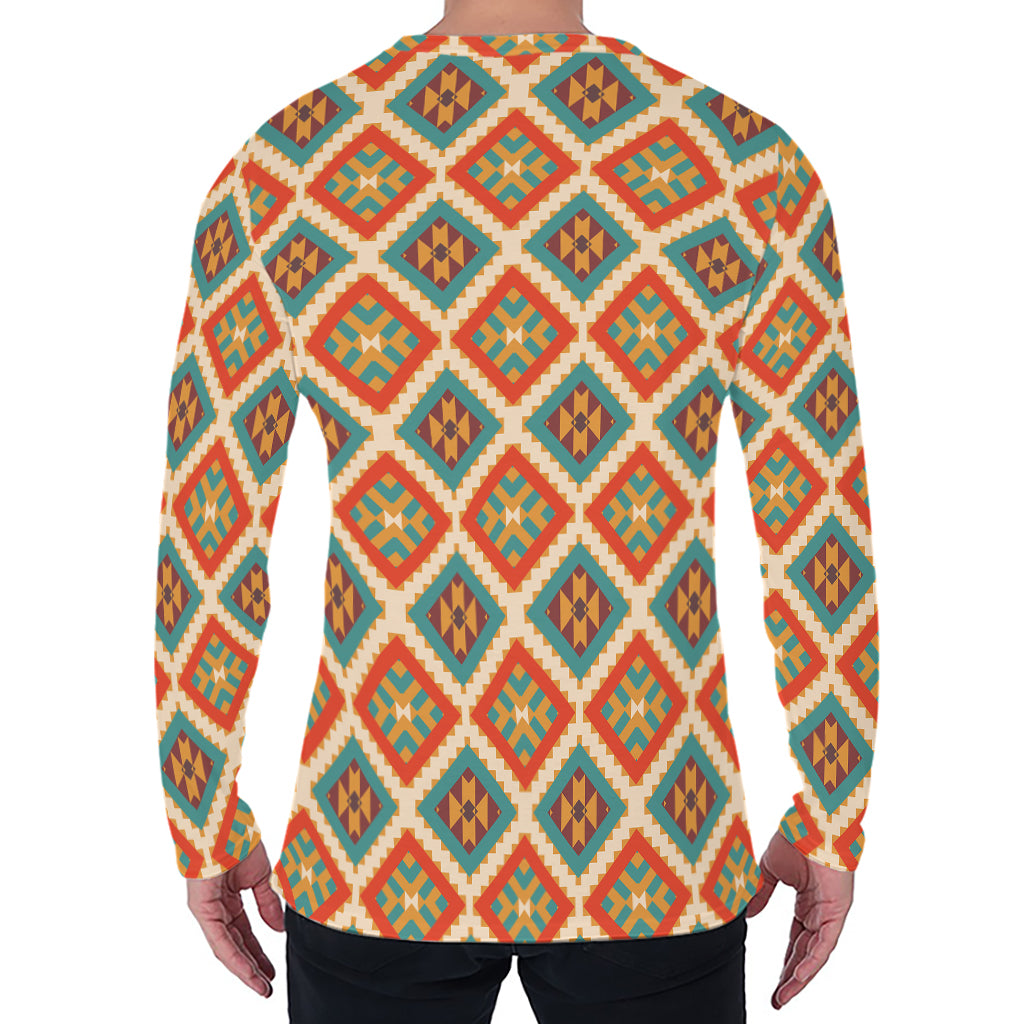 Ancient Geometric Navajo Print Men's Long Sleeve T-Shirt