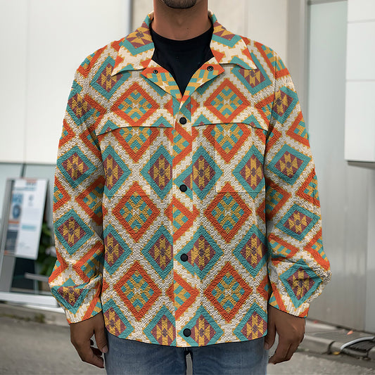 Ancient Geometric Navajo Print Men's Shirt Jacket
