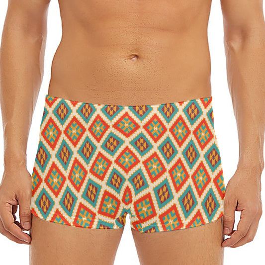 Ancient Geometric Navajo Print Men's Short Boxer Briefs
