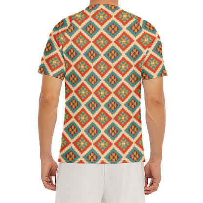 Ancient Geometric Navajo Print Men's Short Sleeve Rash Guard