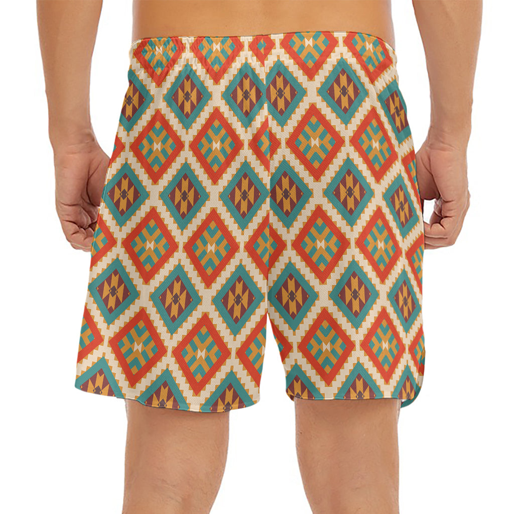 Ancient Geometric Navajo Print Men's Split Running Shorts