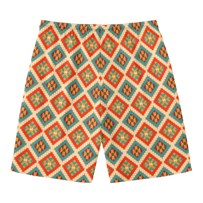 Ancient Geometric Navajo Print Men's Swim Trunks