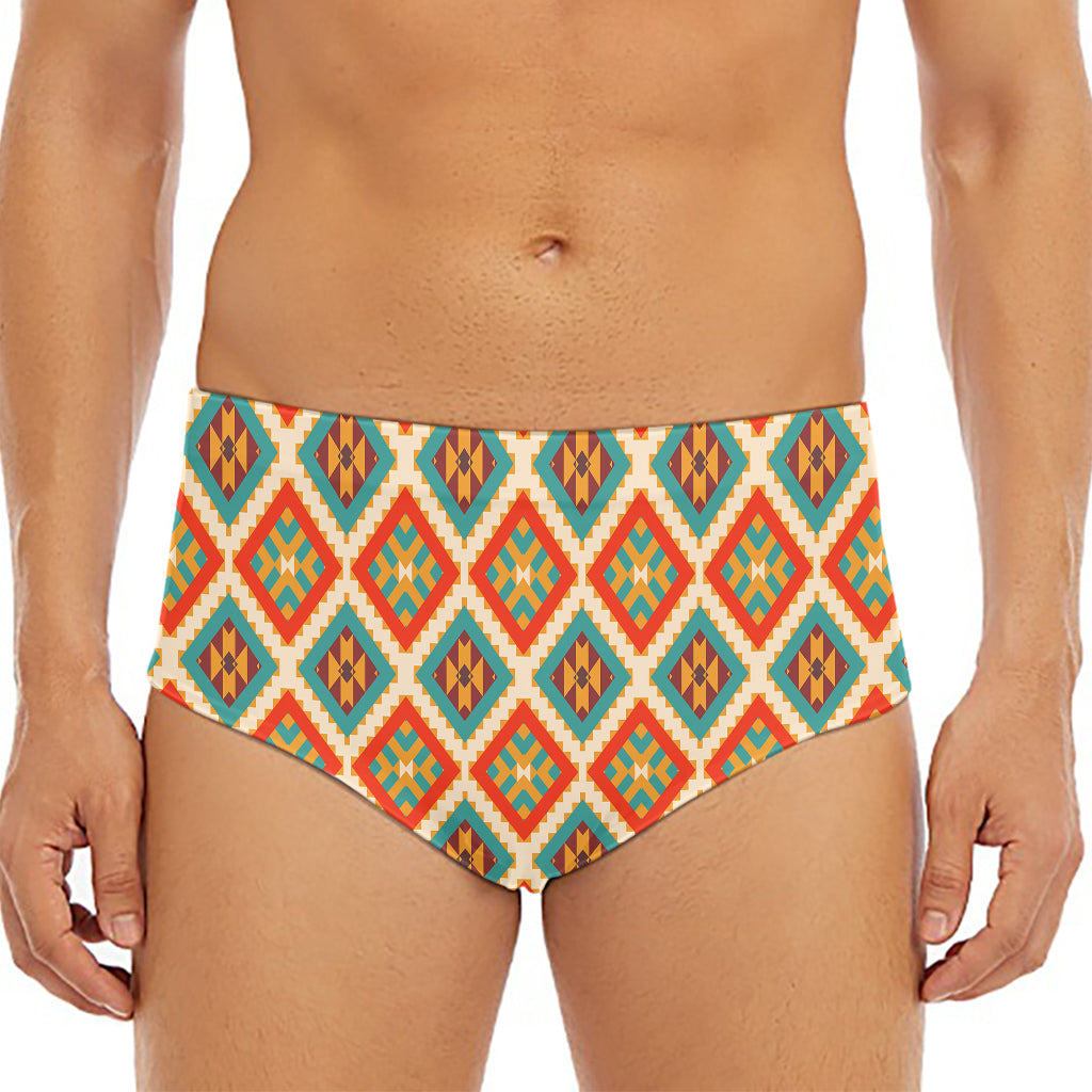 Ancient Geometric Navajo Print Men's Triangle Swim Briefs