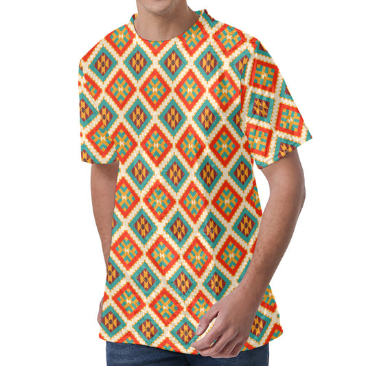 Ancient Geometric Navajo Print Men's Velvet T-Shirt