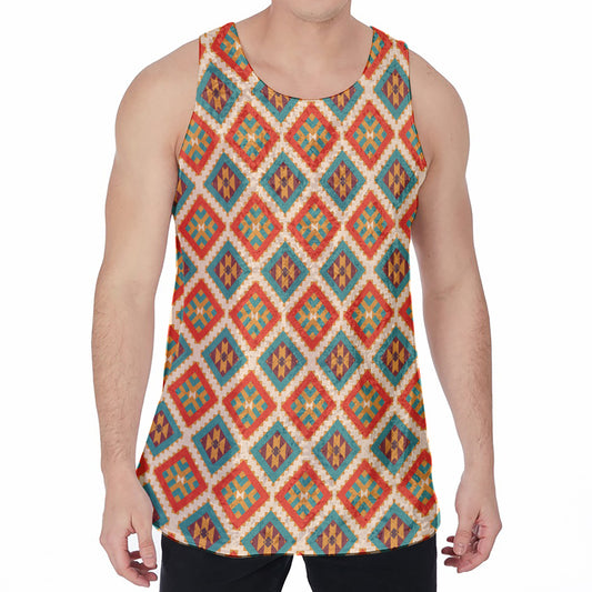 Ancient Geometric Navajo Print Men's Velvet Tank Top