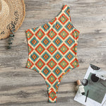 Ancient Geometric Navajo Print One Shoulder Bodysuit