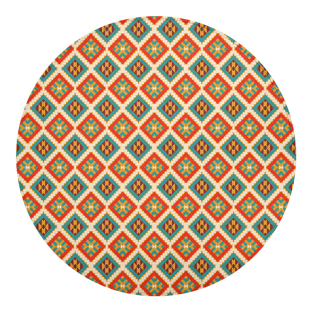 Ancient Geometric Navajo Print Round Blanket