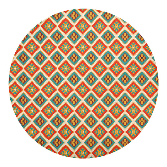 Ancient Geometric Navajo Print Round Blanket