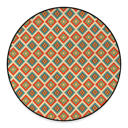 Ancient Geometric Navajo Print Round Floor Mat