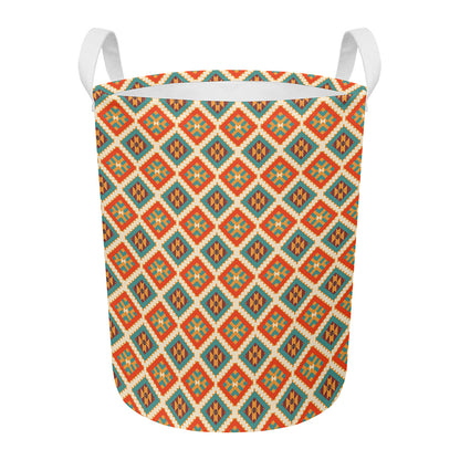 Ancient Geometric Navajo Print Round Laundry Basket