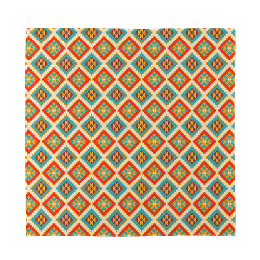 Ancient Geometric Navajo Print Silk Bandana