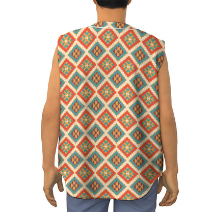 Ancient Geometric Navajo Print Sleeveless Baseball Jersey