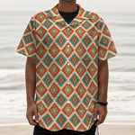 Ancient Geometric Navajo Print Textured Short Sleeve Shirt