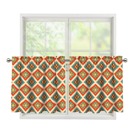 Ancient Geometric Navajo Print Tier Curtains