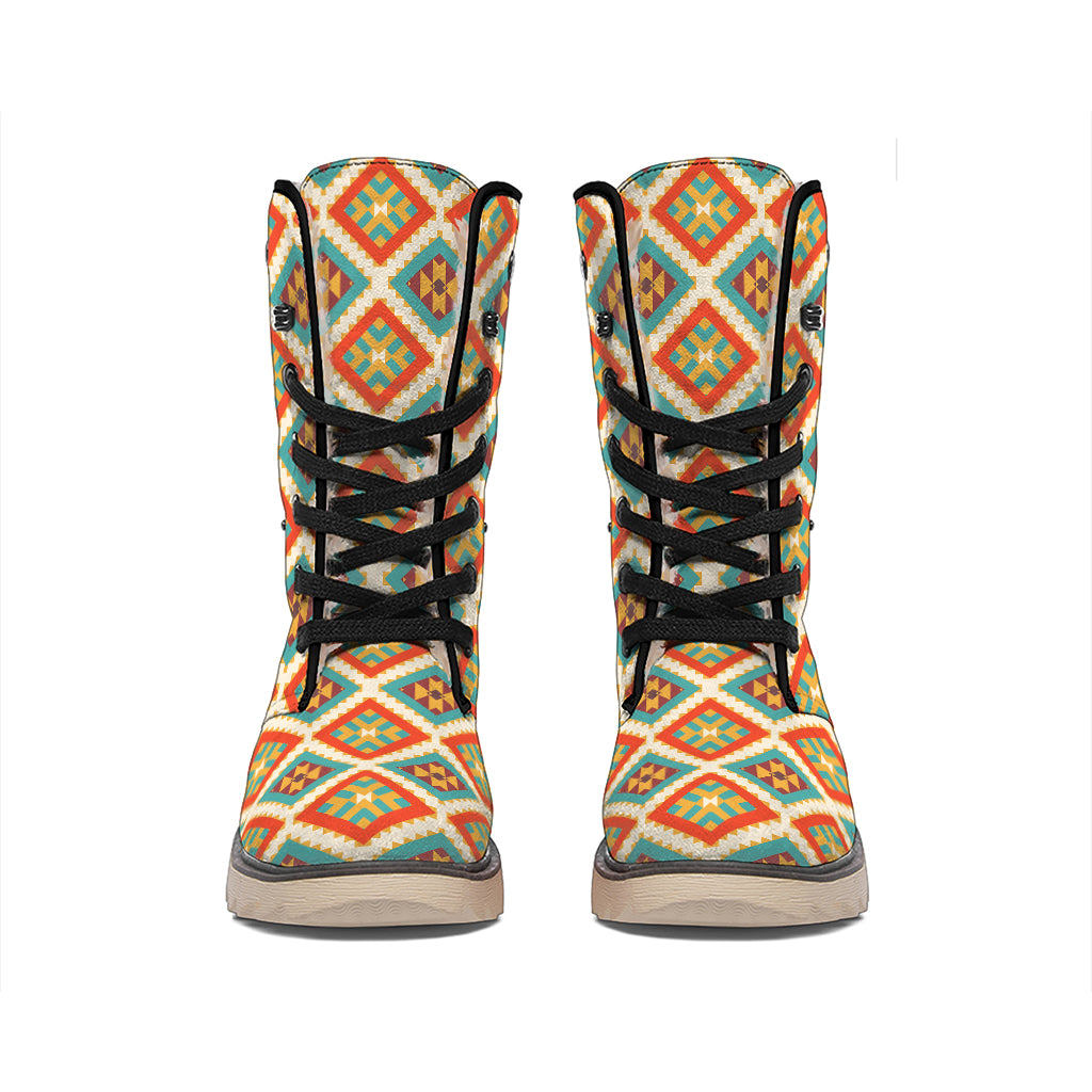 Ancient Geometric Navajo Print Winter Boots