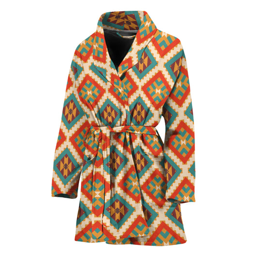 Ancient Geometric Navajo Print Women's Bathrobe